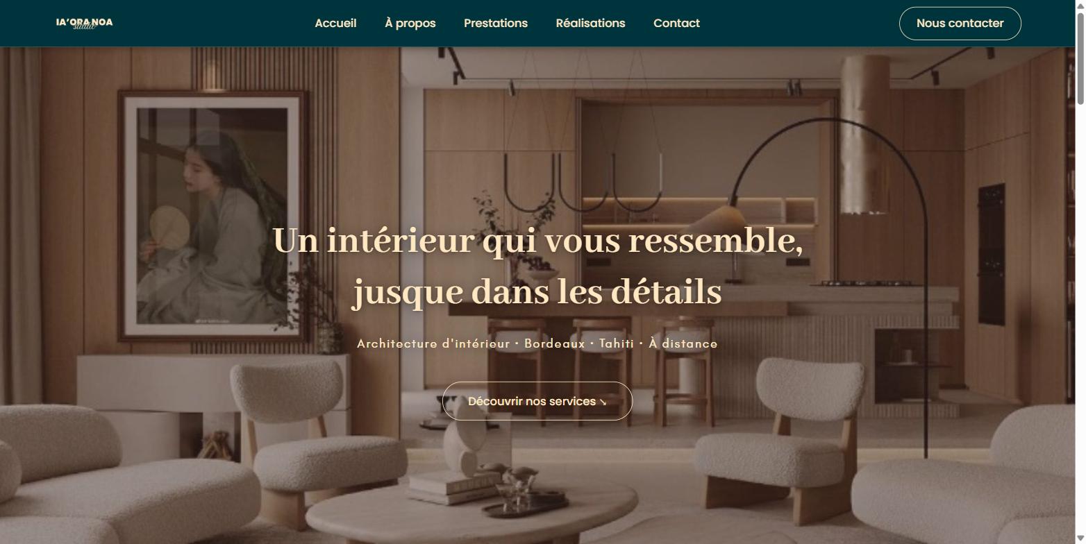 Aperçu du site sur-mesure d'IA'ORA NOA Studio, architecte d'intérieur